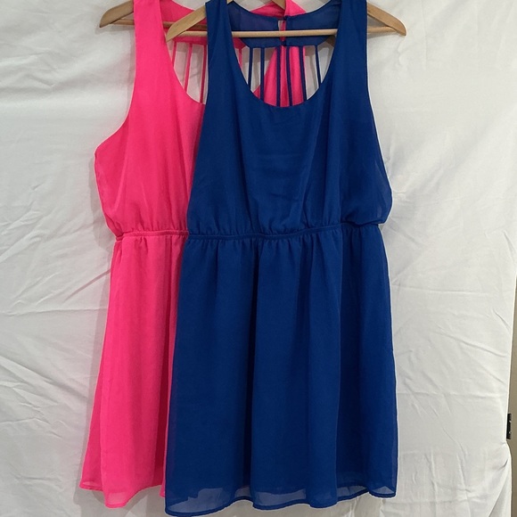 (2) No Boundaries Hot Pink & Blue Sleeveless Maxi Dresses - Picture 3 of 7